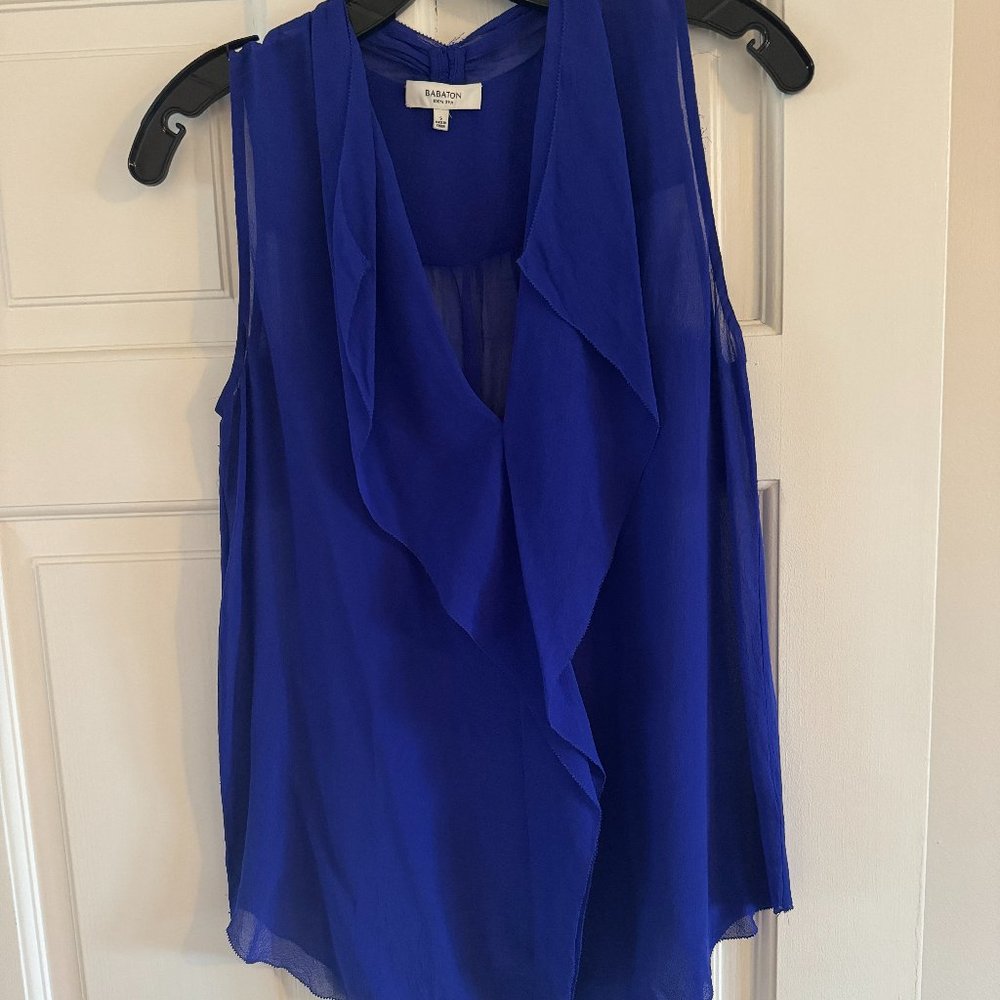 Aritzia Babton Royal Blue Silk Blouse